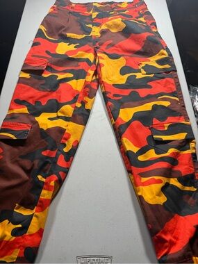 VIP Men's Cargo Pants Red Yellow Brown Camo